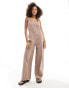 ASOS DESIGN square neck seamed tennis jumpsuit in taupe