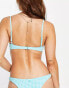 Pull&Bear – Bikini in Blau mit Vichykaromuster mit Balconette-Oberteil