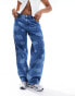 Dr Denim Hill low waist relaxed fit wide straight leg jeans in stream mid retro laser cloud wash