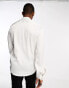 ASOS DESIGN satin shirt with blouson sleeve and grandad neck in off white