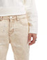 Liquor N Poker distressed cross denim shorts in beige