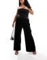 Yours wide leg velvet trousers in black