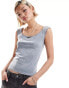 COLLUSION bardot washed top in grey