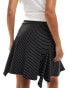 Pieces hanky hem mini skirt in black pinstripe