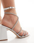 Be Mine Wide Fit Bridal Natasha embellished strap block heel sandals in ivory