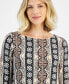 Women's 3/4 Sleeve Printed Jacquard Swing Top, Created for Macy's