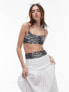 Topshop square neck cami bikini top in mono animal print