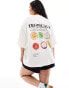 ASOS DESIGN Curve boyfriend fit t-shirt with tropicana back graphic in cream