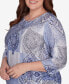 Plus Size Worth Avenue Medallion Patchwork Beaded Crew Neck Top