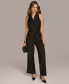 Donna Karan Women's Peak-Lapel Tie-Waist Wide-Leg Jumpsuit