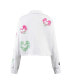 Women's White Peanuts Snoopy Sweet Heart Long Sleeve Cropped Polo