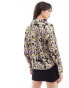 Vero Moda satin open collar shirt in purple print