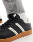 Armani Exchange double logo stripe gum sole trainers in black/off white