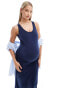 Mamalicious Maternity scoop neck sleevless maxi dress in navy