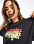 Wrangler retro logo girlfriend tee in faded black