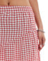 Reclaimed Vintage maxi asymmetric tiered skirt co ord in red gingham