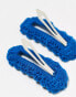 DesignB London pack of 2 crochet hair clips in blue