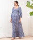 Women's Maternity Crepe Shirred Bodice Maxi Dress