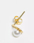 Kingsley Ryan pearl teardrop stud earrings in gold plated