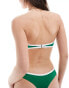 Free Society contrast bandeau bikini top in green and white