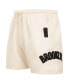 Men's Cream Brooklyn Nets Triple Tonal Woven Shorts