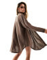 Candypants oversized beach shirt in brown glitter