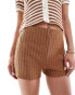 Mango mini knitted co-ord shorts in brown