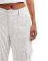 Hollister linen cargo trouser in beige stripe