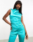 Amy Lynn Elvis disco stretch top in aqua co-ord