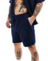 ONLY & SONS waffle short co-ord in navy