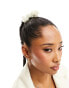 True Decadence satin rose hair hair scrunchie in white - CREAM