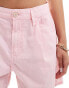 Mango straight woven shorts in washed pink