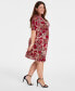 Plus Size Printed V-Neck Side-Shirred Dress