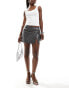 ASOS DESIGN leather look split detail mini skirt in washed grey