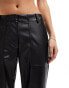 ONLY faux leather straight leg trousers in black