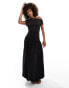 ASOS DESIGN asymmetric bubble hem maxi dress in black