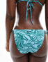 Nike Swimming Swirl retro print tie string bikini bottoms in aquarius blue