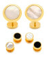 Men's Double Sided Round Beveled Cufflink and Stud Set