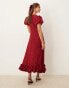 Sister Jane puff sleeve bubble hem maxi dress in deep red