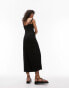 Topshop ruched pinny midi dress in black