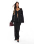 SNDYS premium knit clasp front longline cardigan co-ord in black