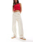 Mango adjustable waist straight leg jeans in white