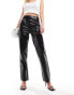 Mango croc detail leather look trousers in black