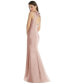 Womens Jewel Neck Bowed Open-Back Trumpet Dress with Front Slit