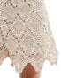 YAS Festival crochet short co-ord in cream - BEIGE