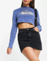 Topshop high waist denim skirt in washed black