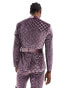 ASOS DESIGN slim diamond sequin suit jacket in lilac