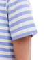 Pieces boxy t-shirt in bold blue and white stripe