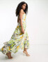 ASOS DESIGN twist front tiered babydoll voile maxi dress with frills and hi low hem in floral print