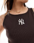 New Era NY logo vest with lettuce hem in brown